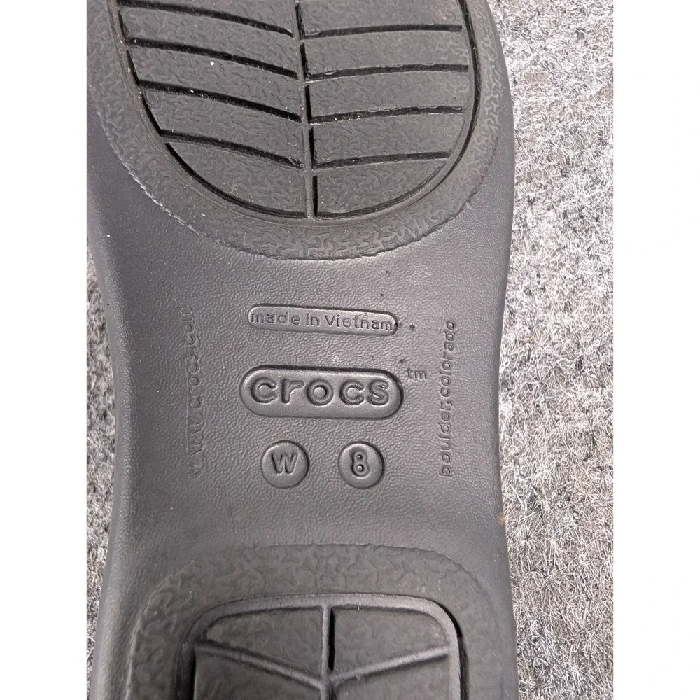 Crocs Monterey Strappy Wedge Sandals Black Slide Shoes Womens Size 8